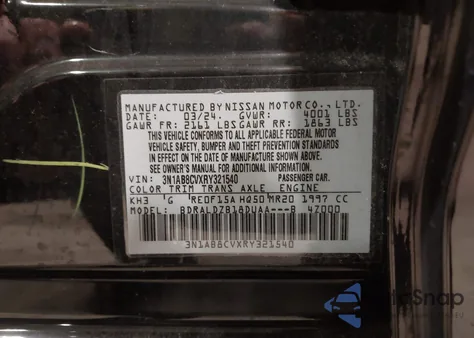 2024 Nissan Sentra Sv Xtronic Cvt from USA, damaged, VIN 3N1AB8CVXRY321540